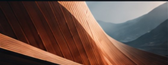A curved copper surface rising against a pale sky